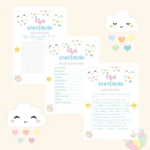 Kit Brincadeiras Chá Revelação Chuva de Amor