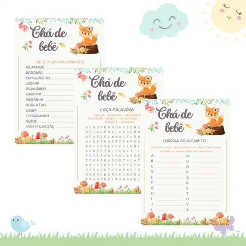Kit Brincadeiras Chá de Bebê Raposinha (pdf)