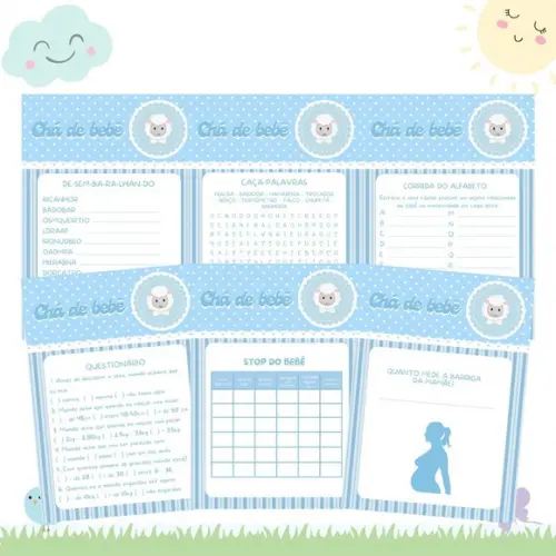 Kit Brincadeiras Chá de Bebê Ovelhinha (azul) pdf