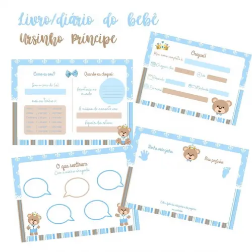 Diário/livro Do Bebê Ursinho Príncipe