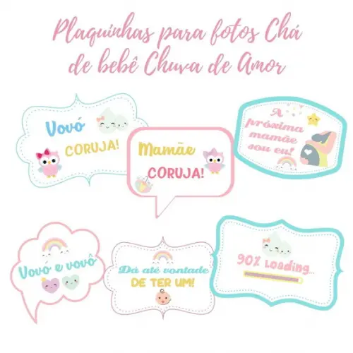 Kit Plaquinhas Chá de Bebê Chuva de Amor (arquivo Pdf)