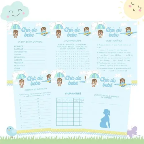 Kit Brincadeiras Chá de Bebê Ursinho Aviador 2 (pdf)