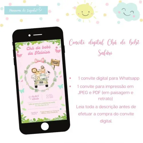 Convite Digital Chá de Bebê Safári