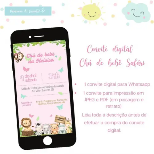 Convite Digital Chá De Bebê Safári