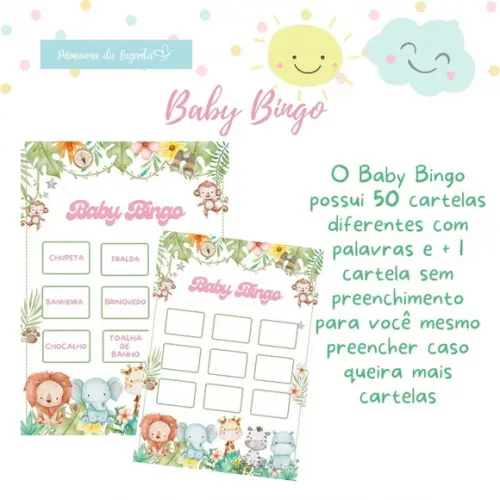 Baby Bingo Safári Modelo 3 - Rosa (50 Cartelas) - pdf