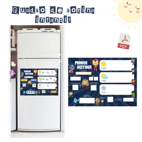 Quadro Rotina Infantil Heróis (digital Pdf)