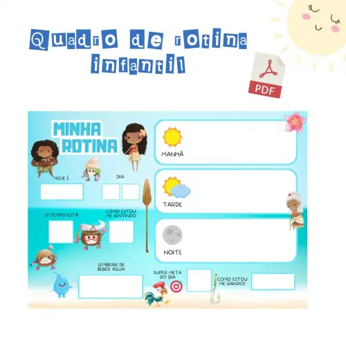 Quadro Rotina Infantil Moana (digital Pdf)