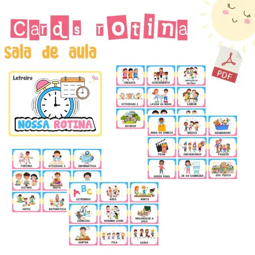 Kit Sala de Aula - Cards Rotina e Combinados (pdf)