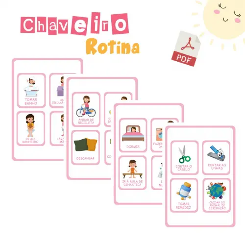 Chaveiro Rotina Infantil Menina 1 (digital Pdf)
