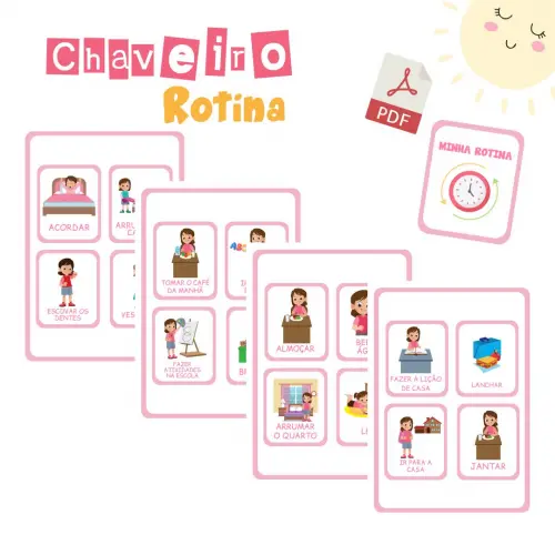 Chaveiro Rotina Infantil Menina 1 (digital Pdf)