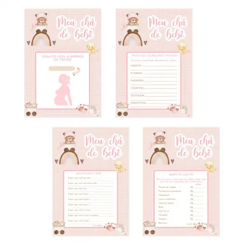 Kit Brincadeiras Chá de Bebê Ursinha Arco-íris -pdf