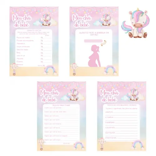 Kit Brincadeiras Chá de Bebê Unicórnio -pdf