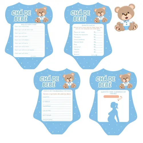 Kit Brincadeiras Chá de Bebê Ursinho Body Azul Claro -pdf