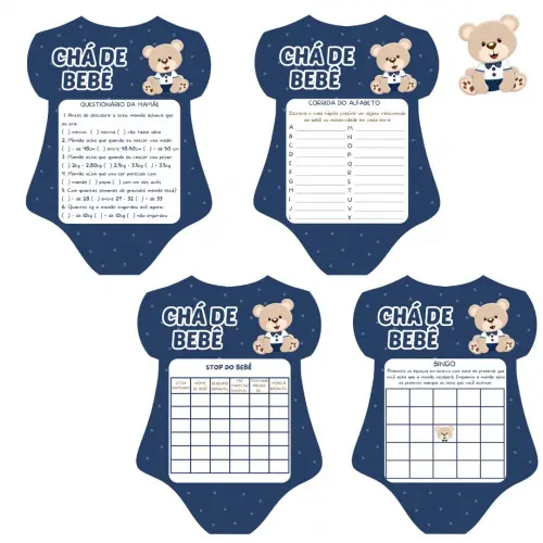 Kit Brincadeiras Chá de Bebê Ursinho Body -pdf