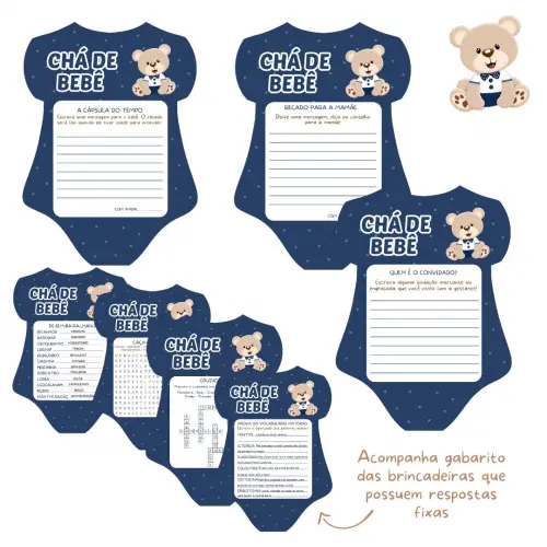 Kit Brincadeiras Chá de Bebê Ursinho Body -pdf