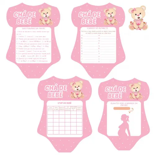 Kit Brincadeiras Chá de Bebê Ursinha Body -pdf