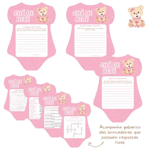 Kit Brincadeiras Chá de Bebê Ursinha Body -pdf