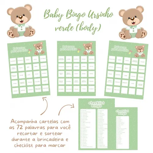 Baby Bingo Ursinho Body Verde (60 Cartelas) pdf