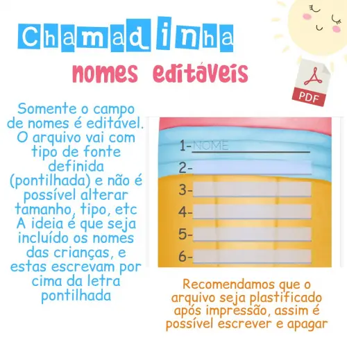 Painel Chamadinha - Lápis (arquivo pdf Editável)