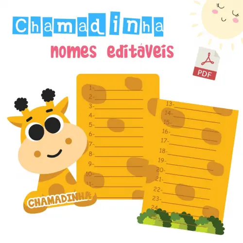 Painel Chamadinha - Girafa (arquivo pdf Editável)