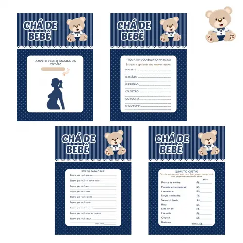 Kit Brincadeiras Chá de Bebê Ursinho (azul Marinho) -pdf