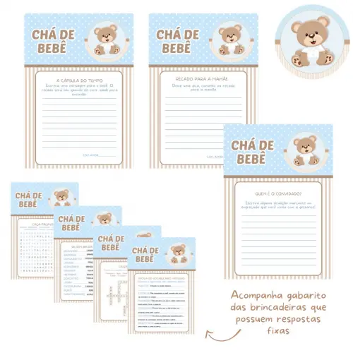 Kit Brincadeiras Chá de Bebê Ursinho -pdf