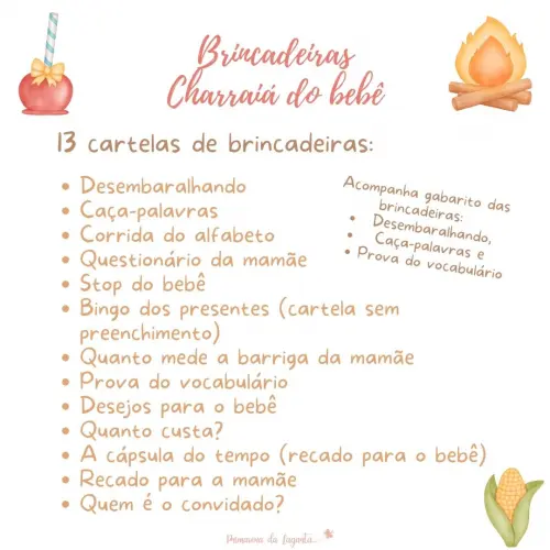 Kit Brincadeiras Charraiá do Bebê Festa Junina - Rosa (pdf)