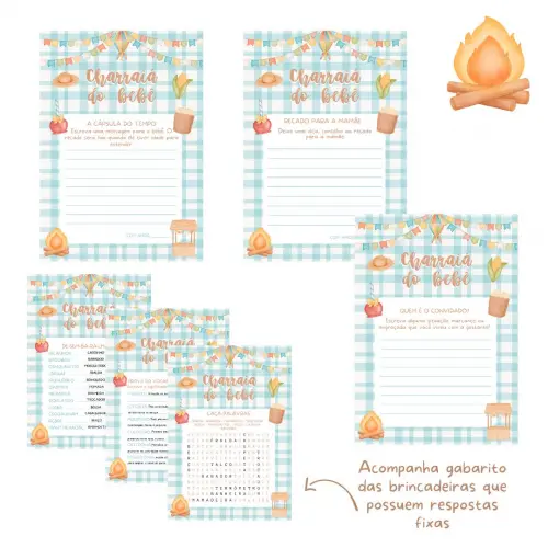 Kit Brincadeiras Charraiá do Bebê Festa Junina - Azul (pdf)