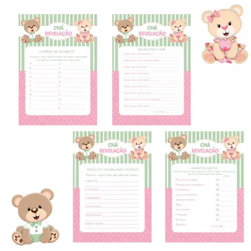 Kit Brincadeiras Chá Revelação Ursinho e Ursinha -pdf