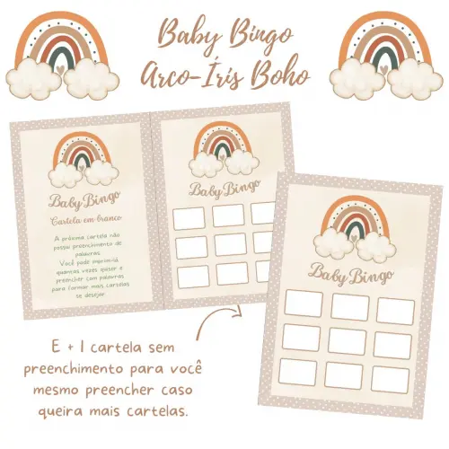 Baby Bingo Arco-íris Boho - 100 Cartelas pdf