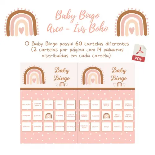 Baby Bingo Arco-íris Boho (60 Cartelas) pdf