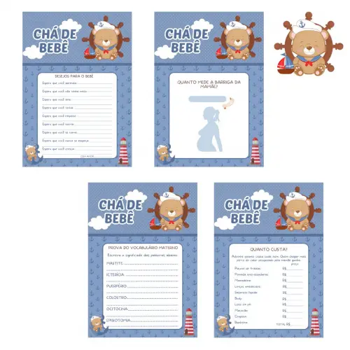 Kit Brincadeiras Chá de Bebê Ursinho Marinheiro Cute -pdf