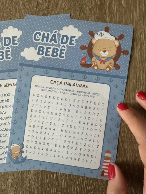 Kit Brincadeiras Chá de Bebê Ursinho Marinheiro Cute -pdf