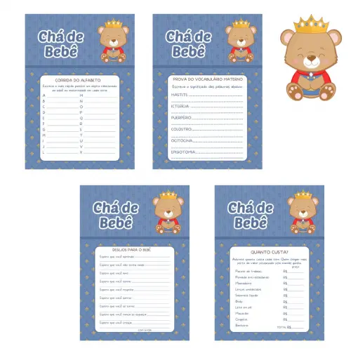 Kit Brincadeiras Chá de Bebê Ursinho Príncipe Cute -pdf
