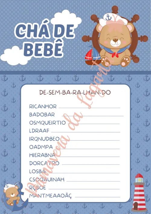 Kit Brincadeiras Chá de Bebê Ursinho Príncipe Cute -pdf