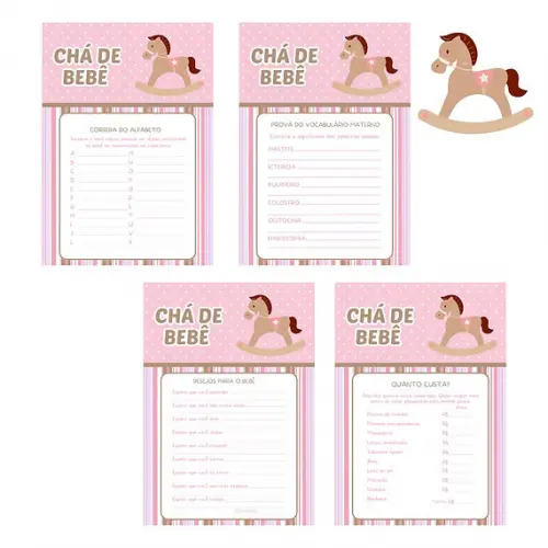 Kit Brincadeiras Chá de Bebê Cavalinho (rosa) -pdf