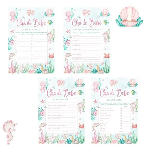 Kit Brincadeiras Chá de Bebê Fundo do Mar - pdf
