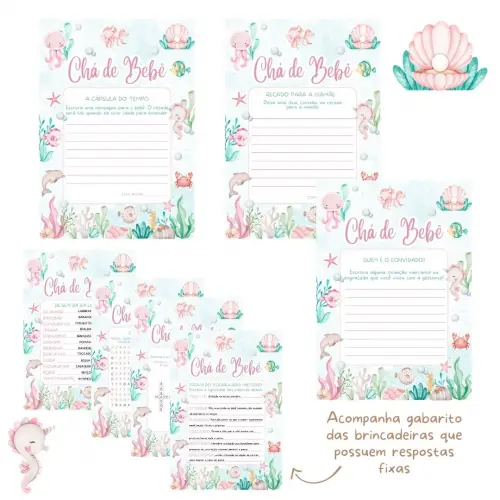 Kit Brincadeiras Chá de Bebê Fundo do Mar - pdf