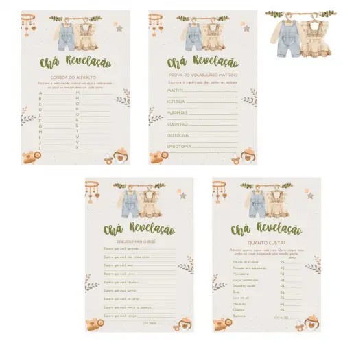 Kit Brincadeiras Chá de Bebê Revelação Vintage -pdf