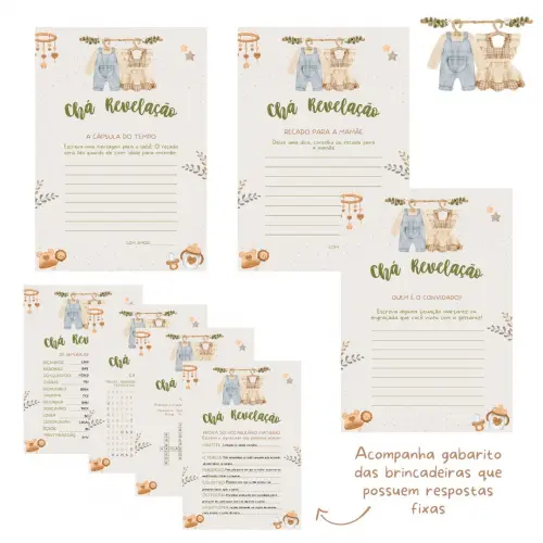 Kit Brincadeiras Chá de Bebê Revelação Vintage -pdf