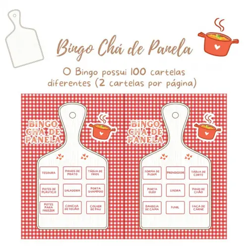 Bingo Chá de Panela Xadrez (100 Cartelas) - pdf