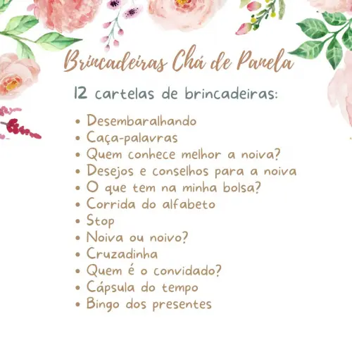 Kit Brincadeiras Chá de Panela Floral Aquarela (pdf)