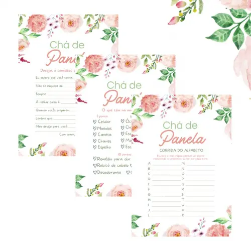 Kit Brincadeiras Chá de Panela Floral Aquarela (pdf)