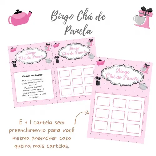 Bingo Chá de Panela (rosa e Cinza) (100 Cartelas) - pdf