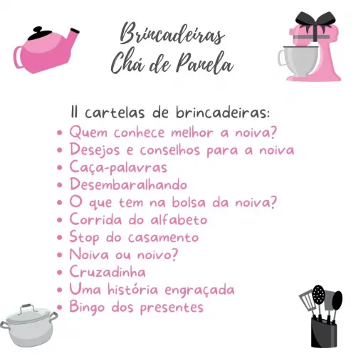 Kit Brincadeiras Chá de Panela (rosa/cinza) - pdf