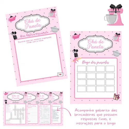 Kit Brincadeiras Chá de Panela (rosa/cinza) - pdf