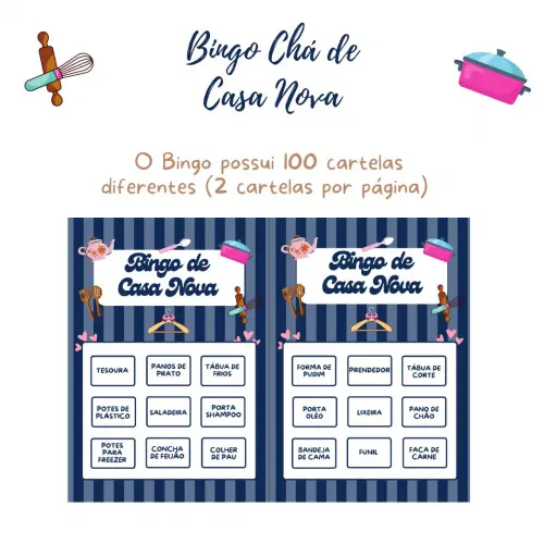 Bingo Chá de Casa Nova (100 Cartelas) - pdf