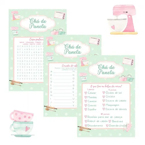 Kit Brincadeiras Chá de Panela (rosa/verde) - pdf