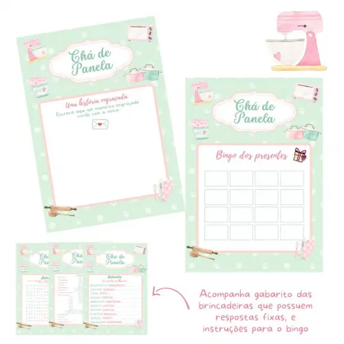 Kit Brincadeiras Chá de Panela (rosa/verde) - pdf