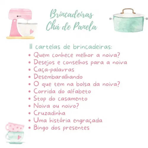 Kit Brincadeiras Chá de Panela (rosa/verde) - pdf